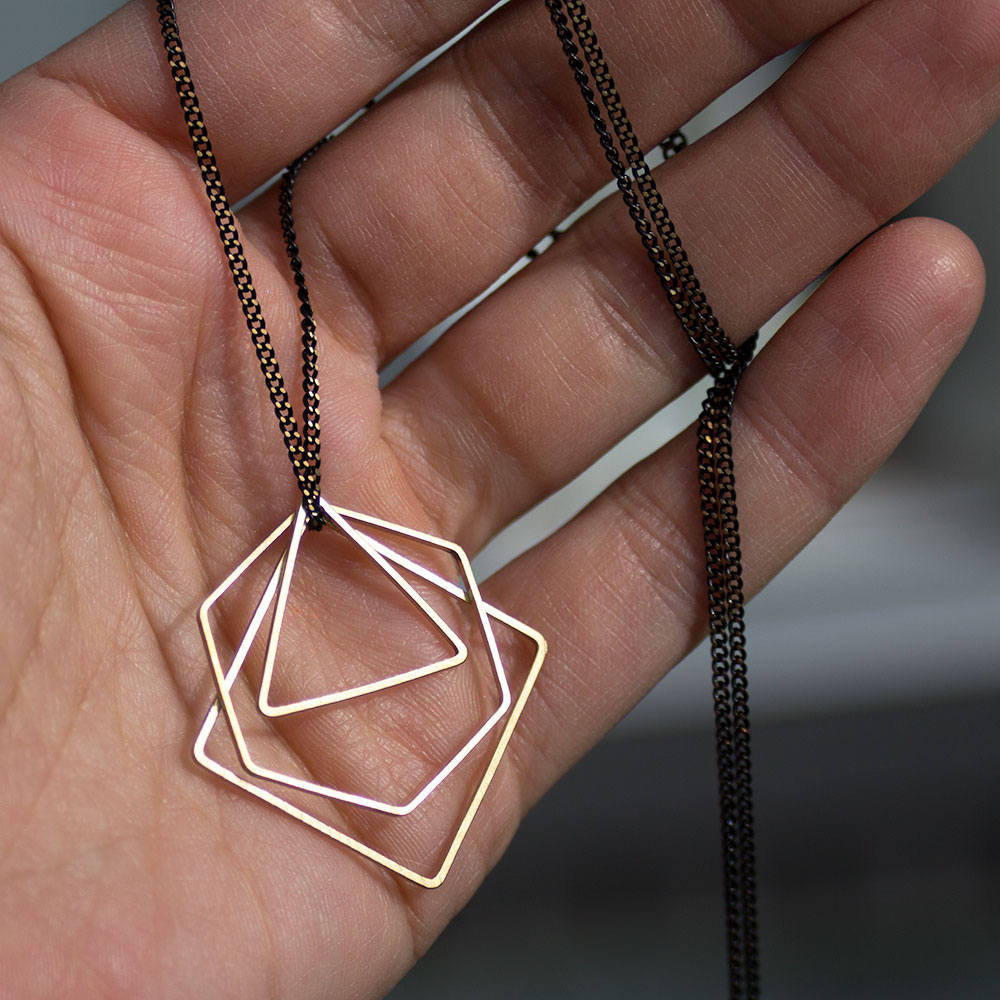 Geometric style hexagon good pendant in gold or silver