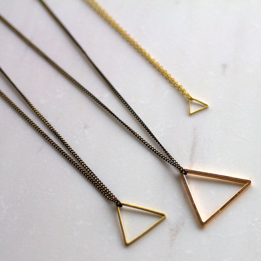 Triangle Necklace, rose gold triangle, Choose one Boho necklace, rose gold triangle, Black chain, gift for her, minimalist necklace