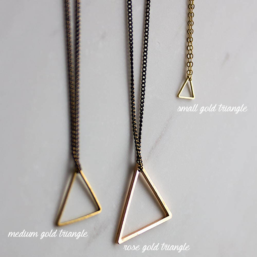 Triangle Necklace, rose gold triangle, Choose one Boho necklace, rose gold triangle, Black chain, gift for her, minimalist necklace