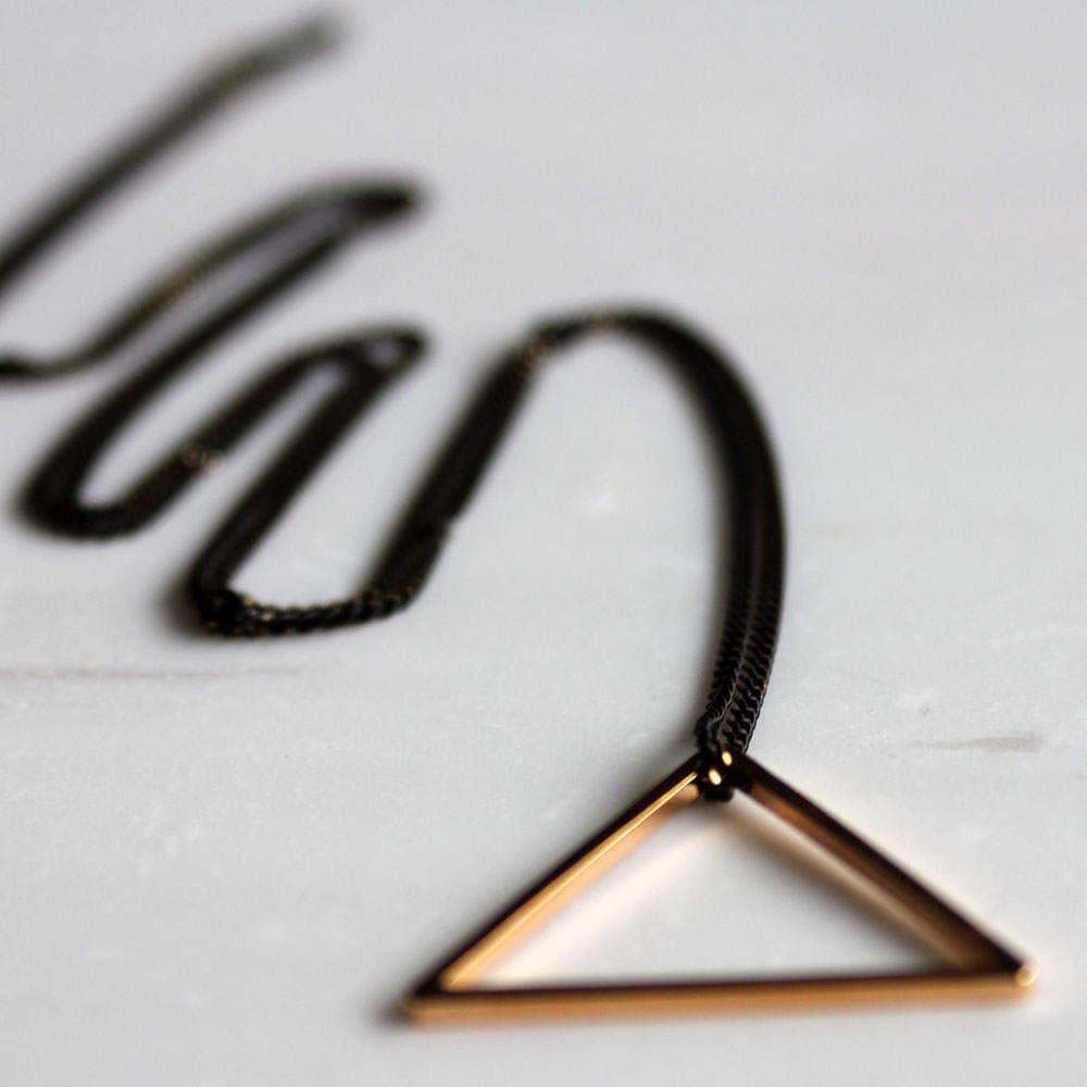Triangle Necklace, rose gold triangle, Choose one Boho necklace, rose gold triangle, Black chain, gift for her, minimalist necklace