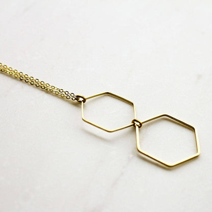 Geometric Necklace, hexagon necklace, Layering Necklace, Minimalist Necklace, Honeycomb, gift for mom wife girlfriend, modern pendant