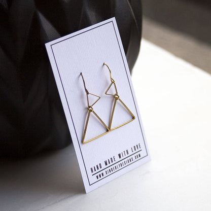 Gold Triangle Earrings, Modern Gold Earrings, minimalist earrings, Gift For Girlfriend, Gift For Wife, triangle jewelry, Bridesmaid earrings