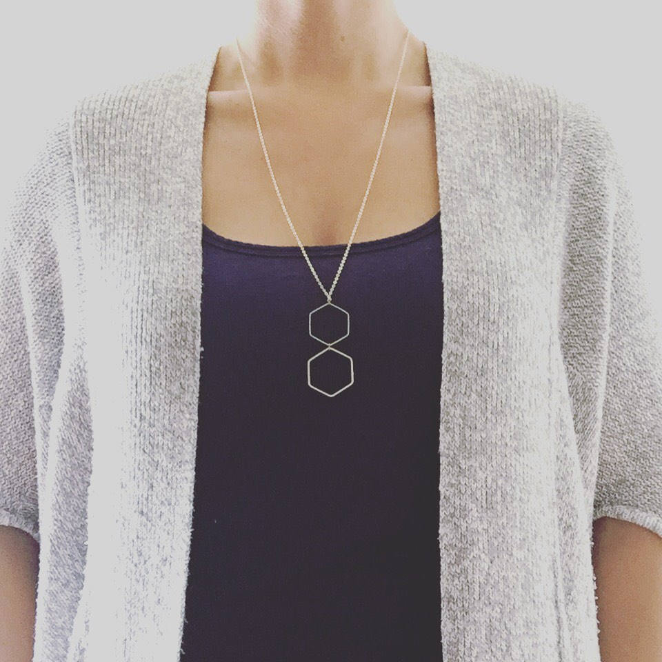 Geometric Necklace, hexagon necklace, Layering Necklace, Minimalist Necklace, Honeycomb, gift for mom wife girlfriend, modern pendant