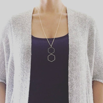 Geometric Necklace, hexagon necklace, Layering Necklace, Minimalist Necklace, Honeycomb, gift for mom wife girlfriend, modern pendant