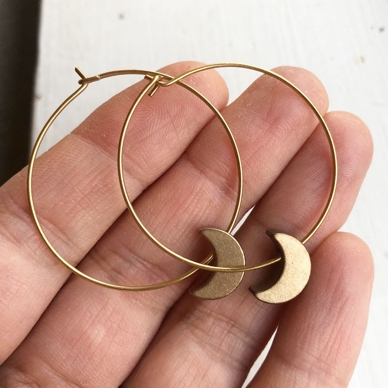 Crescent Moon Hoop Earrings, Celestial jewelry, gold earrings, moon jewelry