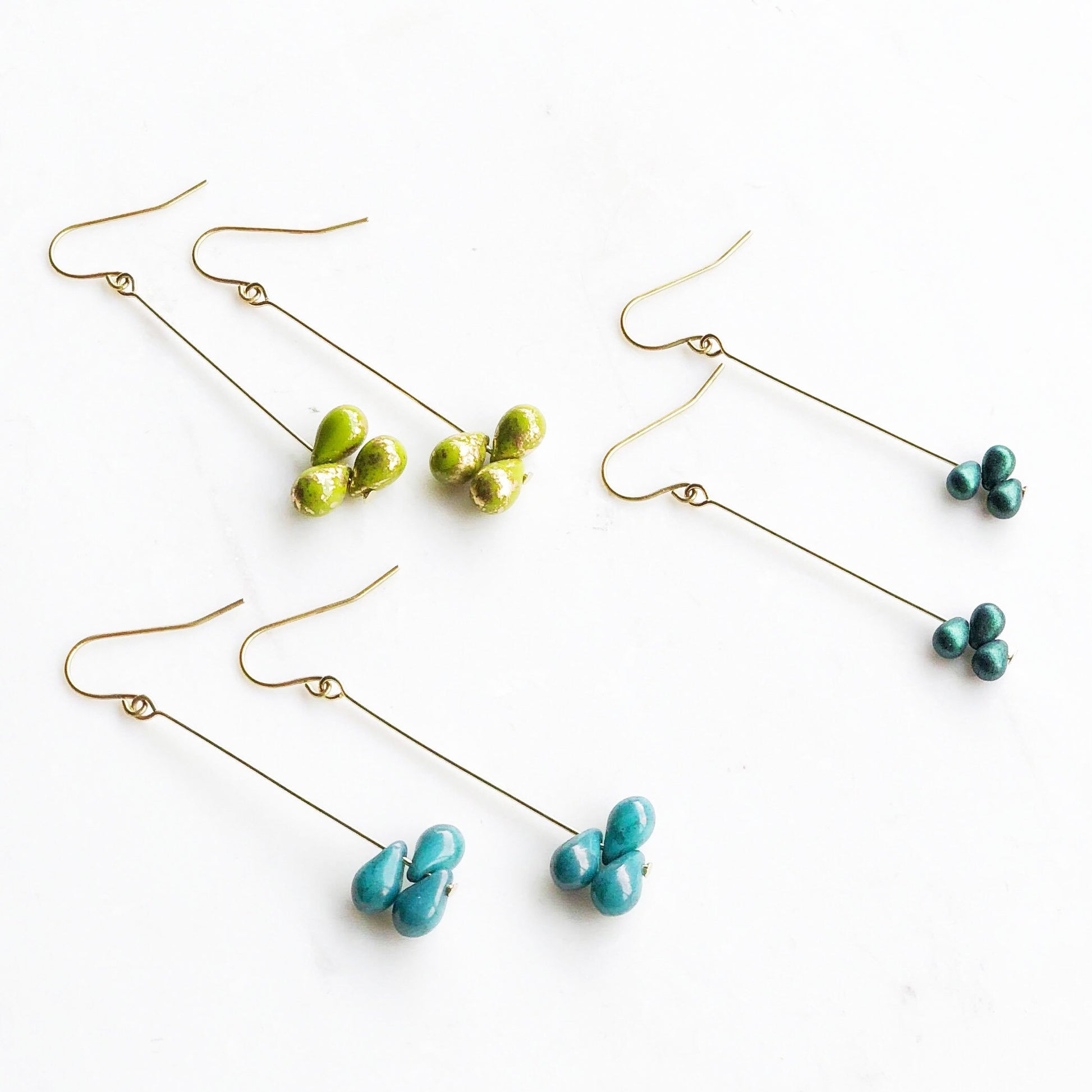 Tear drop earrings, green drop earrings, emerald earrings, turquoise earrings, blue drop earrings, bridesmaid earrings