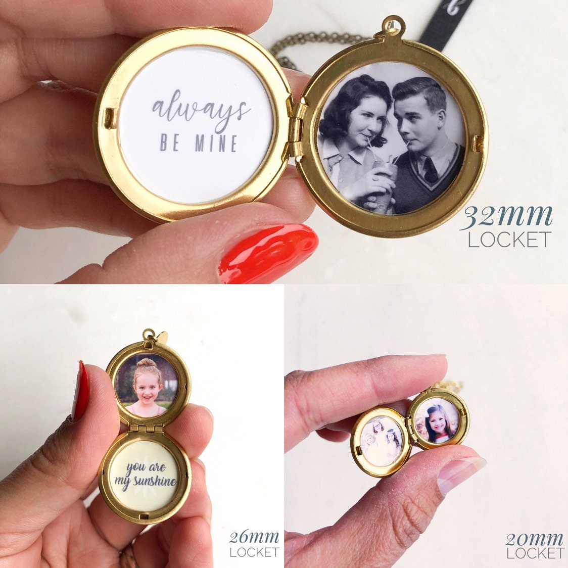 Photo Locket Gift, Personalized Christmas gift, Simple Gold Locket with Photo, gift for mom wife, personalized locket