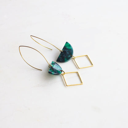 Yellow geometric drop earrings, long triangle earrings, yellow triangle earrings